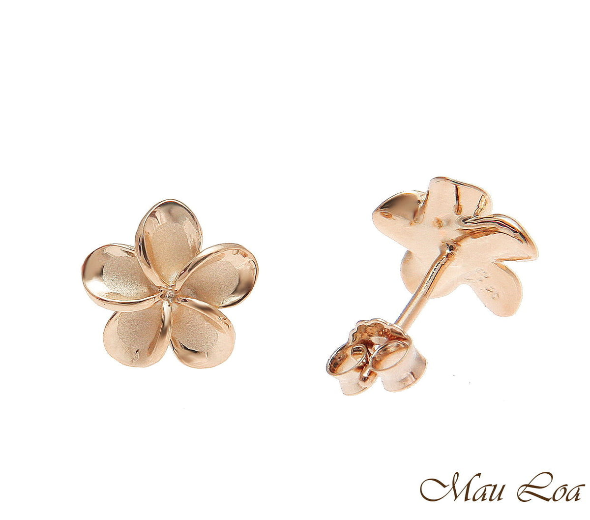 Plumeria Earrings in Gold with Diamonds - 18mm