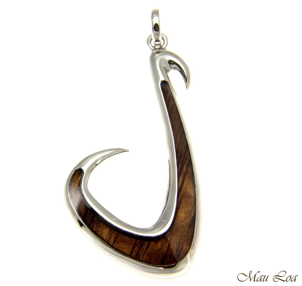 Koa Wood Hawaiian Wave Fish Hook Rhodium Silver Plated Brass Reversibl – Mau  Loa Jewelry