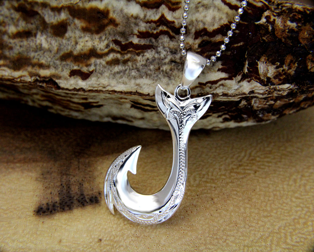 Hawaiian Jewelry Sterling Silver Fishing Hook Pendants
