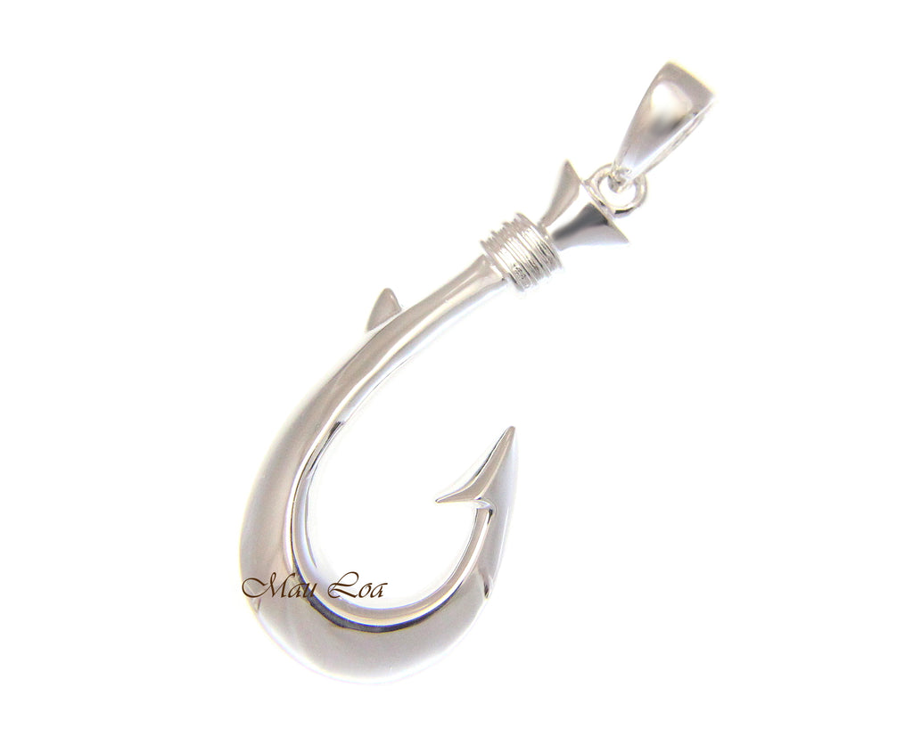 925 Sterling Silver Hawaiian Shinny High Polish Fish Hook Pendant Char –  Mau Loa Jewelry